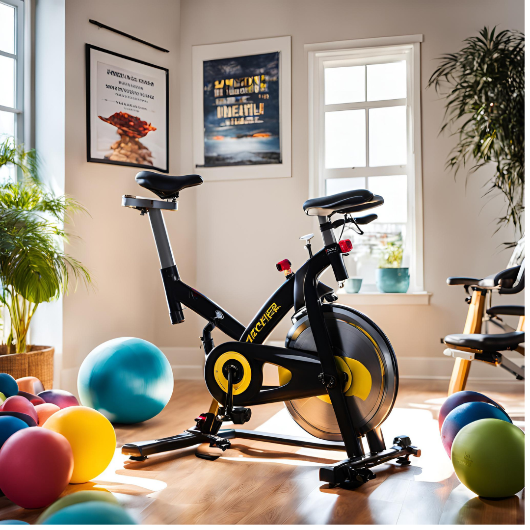 Ancheer stationary bike with adjustable resistance, comfortable seat, and LCD display for home fitness.