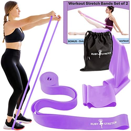 Stretch Bands for Dance and Ballet with Gift Box – Resistance Bands Set for Dancers, Ballerinas, Gymnasts and Cheers – Improve Flexibility, Strength and Split Purple