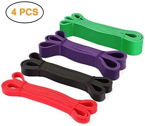 Afoskce Pull Up Assist Bands, Exercise Resistance Bands Set for Pull-Up, Workout Bands Heavy Duty Exercise Bands for Body Stretching, Powerlifting, Strength Training 4-Pack